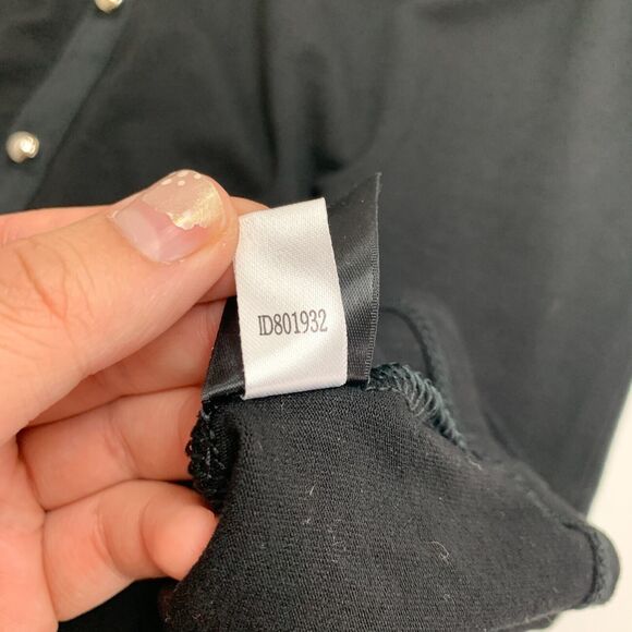 White House Black Market Blouse Womens M Medium Black Pussycat Bow Button Front - Picture 11 of 14